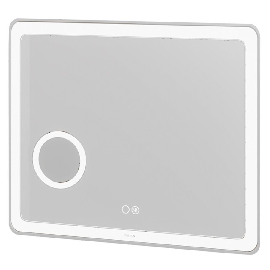 Зеркало Grossman Leo 90 x 80 см с подсветкой, сенсорный выключатель, гравировка, подогрев, увеличительное стекло, 169080