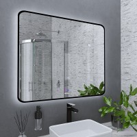 Зеркало Grossman Elegans-норма BLACK, 100 х 80 см, LED подсветка, подогрев, черная рама, 17100802