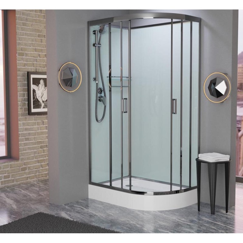 Душевая кабина Frank F412 L Brilliant без крыши, 120 х 80 см, низкий поддон, стекла прозрачные, профиль хром, 174009
