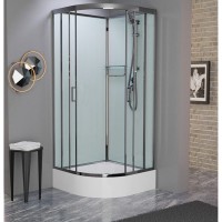 Душевая кабина Frank F400/1 Brilliant без крыши, 100 х 100 см, средний поддон, стекла прозрачные, профиль хром, 178009