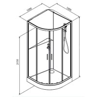 Душевая кабина Frank F400/1 Brilliant без крыши, 100 х 100 см, средний поддон, стекла прозрачные, профиль хром, 178009