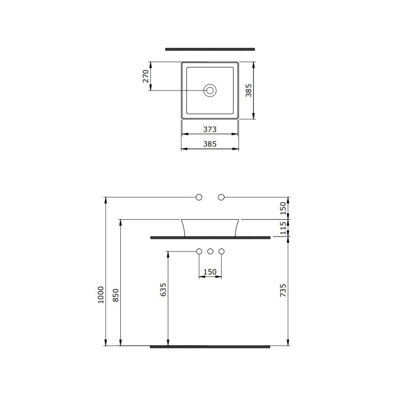 Раковина BERGES Ego SL накладная, 38x38 см, матовый антрацит
