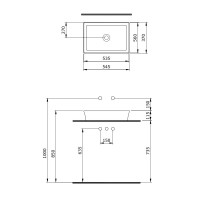 Раковина BERGES Ego SL накладная, 55x38 см, матовый антрацит, без отверстия под смеситель