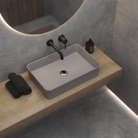 Раковина BERGES Ego SL накладная, 55x38 см, матовый серый, без отверстия под смеситель