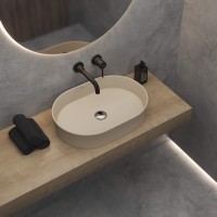 Раковина BERGES Ego SL накладная овал, 55x38 см, матовый жасмин, без отверстия под смеситель