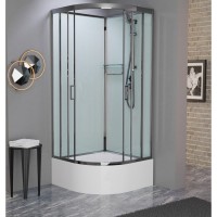 Душевая кабина Frank F409/2 Brilliant без крыши, 90 х 90 см, высокий поддон, стекла прозрачные, профиль хром, 184009