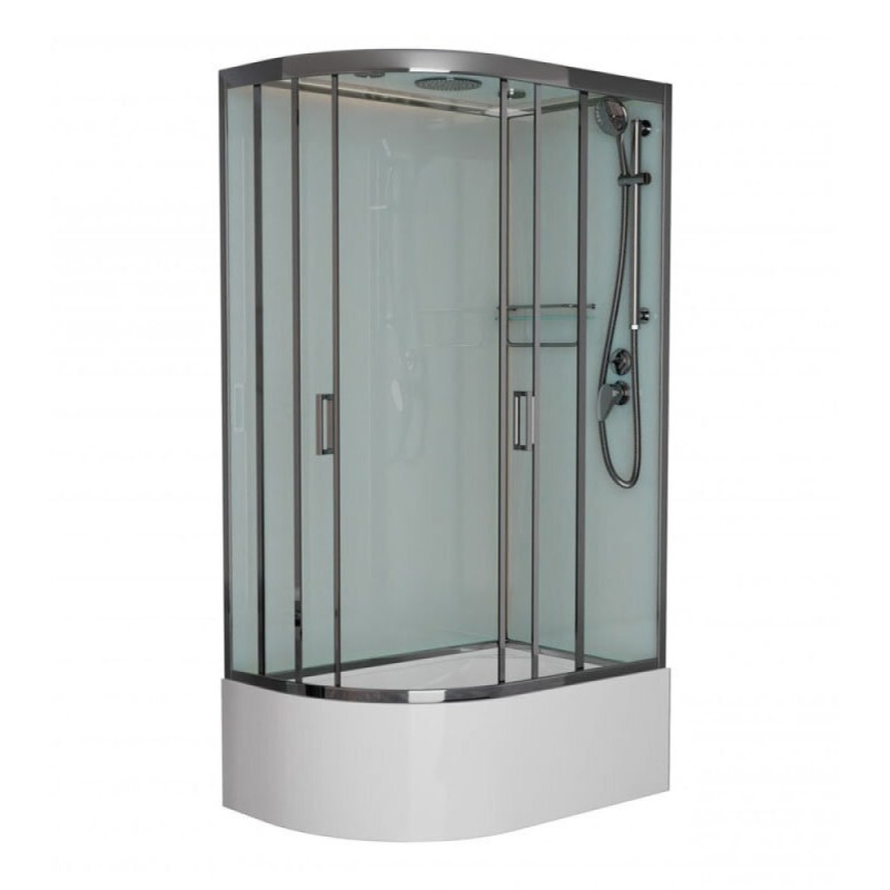 Душевая кабина Frank F412/2L Brilliant, 120 x 80 см, высокий поддон, стекла прозрачные, профиль хром, 187009