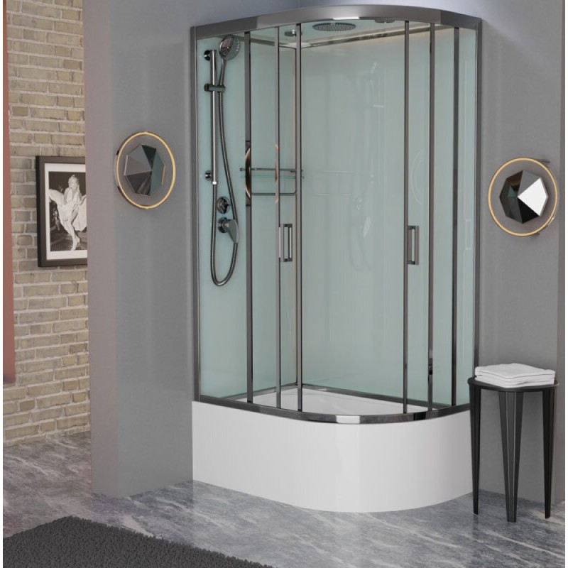 Душевая кабина Frank F412/2L Brilliant, 120 x 80 см, высокий поддон, стекла прозрачные, профиль хром, 187009