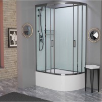 Душевая кабина Frank F412/2L Brilliant без крыши, 120 x 80 см, высокий поддон, стекла прозрачные, профиль хром, 188009