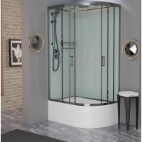 Душевая кабина Frank F412/2R Brilliant, 120 x 80 см, высокий поддон, стекла прозрачные, профиль хром, 189009