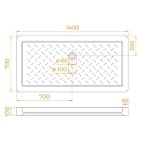 Душевой поддон RGW CR-147 70 x 140 см, прямоугольный, керамический, белый, 19170374-01