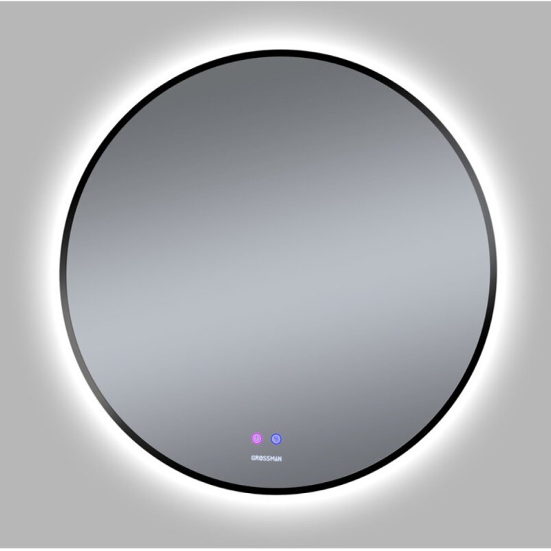 Зеркало Grossman Cosmo-норма BLACK, 70 х 70 см, LED подсветка, подогрев, черная рама, 1970702