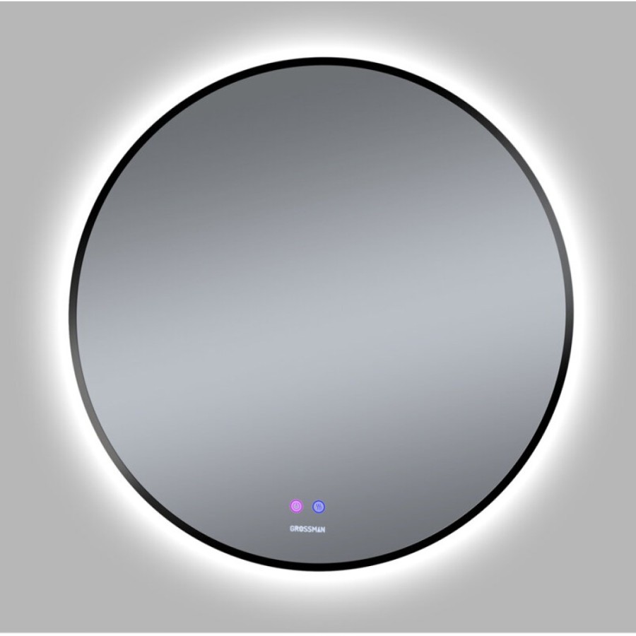 Зеркало Grossman Cosmo-норма BLACK, 80 х 80 см, LED подсветка, подогрев, черная рама, 1980802