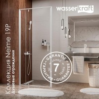Душевой уголок WasserKRAFT Neime 19P18, 90 х 100 см, стекло прозрачное, профиль белый