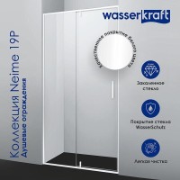 Душевой уголок WasserKRAFT Neime 19P18, 90 х 100 см, стекло прозрачное, профиль белый