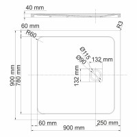 Душевой поддон WasserKRAFT Neime 19T 19T03, 90 х 90 см, черный, текстура - мрамор