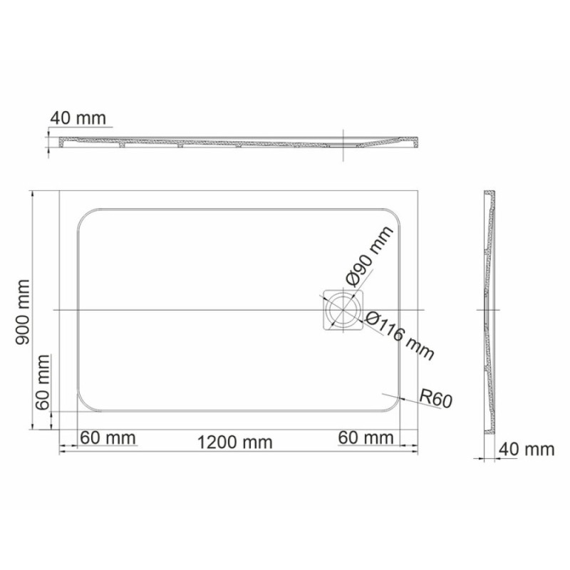 Душевой поддон WasserKRAFT Neime 19T 19T07, 120 х 90 см, черный, текстура - мрамор