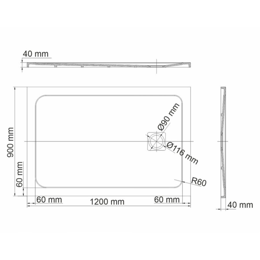 Душевой поддон WasserKRAFT Neime 19T 19T07, 120 х 90 см, черный, текстура - мрамор