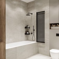 Шторка для ванны Terminus Ното 1CS150х90BT, 100 см, раздвижная, профиль черный матовый, стекло тонированное
