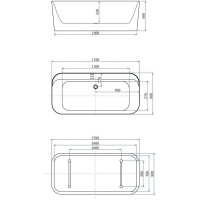 Ванна акриловая Allen Brau Infinity 1, 170 х 80 см, слив-перелив в комплекте, белая матовая, 2.21001.21