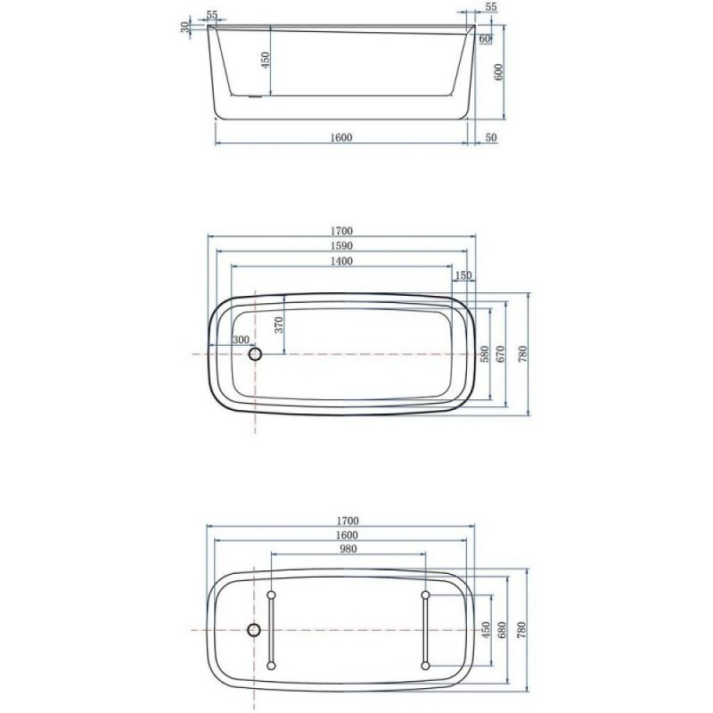 Ванна акриловая Allen Brau Infinity 3, 170 х 78 см, слив-перелив в комплекте, белая матовая, 2.21003.21