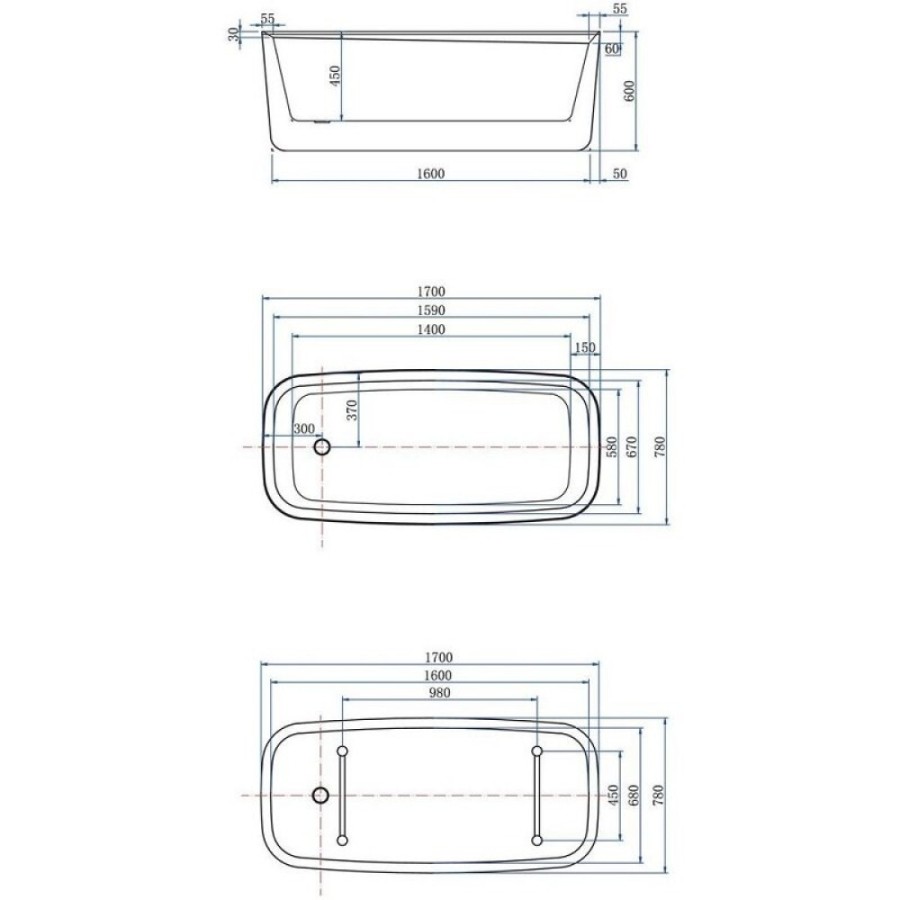 Ванна акриловая Allen Brau Infinity 3, 170 х 78 см, слив-перелив в комплекте, белая матовая, 2.21003.21