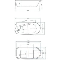 Ванна акриловая Allen Brau Priority 1, 170 х 80 см, слив-перелив в комплекте, белая, 2.31001.20