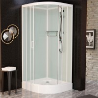 Душевая кабина Frank F408 М White, 80 х 80 см, низкий поддон, стекла матовые, профиль белый, 20001