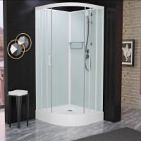 Душевая кабина Frank F400 М White без крыши, 100 х 100 см, низкий поддон, стекла матовые, профиль белый, 20007