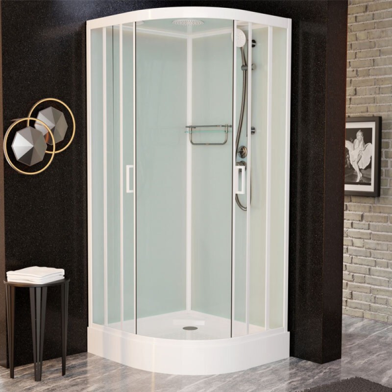 Душевая кабина Frank F410 М White, 110 х 110 см, низкий поддон, стекла матовые, профиль белый, 20008