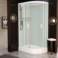 Душевая кабина Frank F412LМ White без крыши, 120 x 80 см, низкий поддон, стекла матовые, профиль белый, 20021