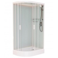 Душевая кабина Frank F412R М White без крыши, 120 x 80 см, низкий поддон, стекла матовые, профиль белый, 20023
