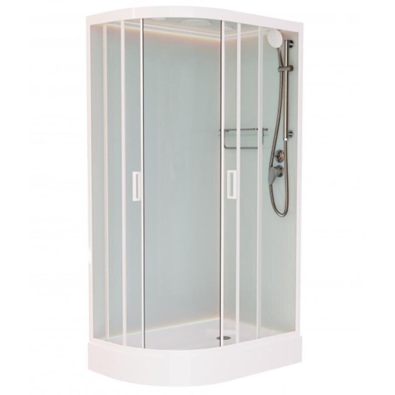 Душевая кабина Frank F412R М White без крыши, 120 x 80 см, низкий поддон, стекла матовые, профиль белый, 20023