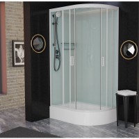 Душевая кабина Frank F412/1 R М White, 120 x 80 см, средний поддон, стекла матовые, профиль белый, 20030