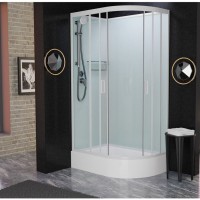 Душевая кабина Frank F412/1R М White, 120 x 80 см, без крыши, средний поддон, стекла матовые, профиль белый, 20031