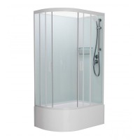 Душевая кабина Frank F412/2 L М White без крыши, 120 x 80 см, высокий поддон, стекла матовые, профиль белый, 20037