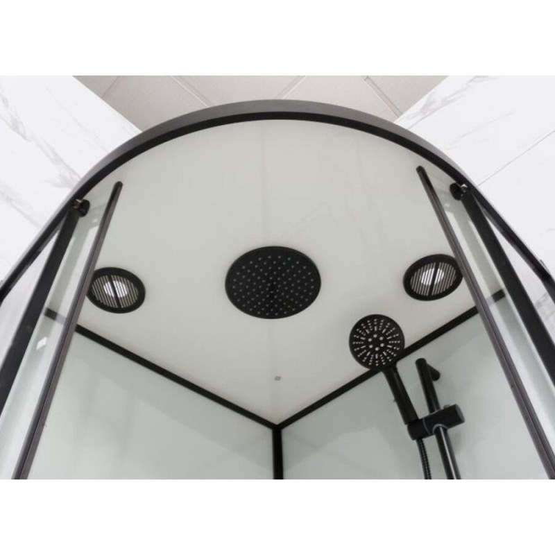 Душевая кабина Frank F408 М Black, 80 х 80 см, низкий поддон, стекла матовые, профиль черный, 20040