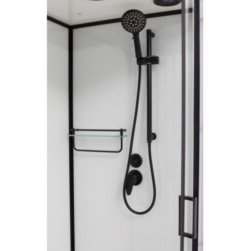 Душевая кабина Frank F412 R М Black, 120 х 80 см, низкий поддон, стекла матовые, профиль черный, 20061