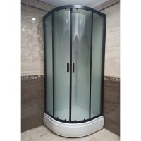 Душевая кабина Frank F409/1 M Black без крыши, 90 х 90 см, средний поддон, стекла матовые, профиль черный, 20063