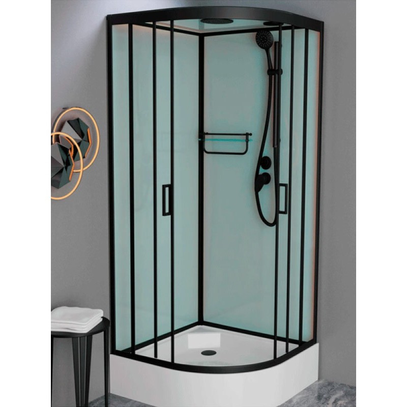 Душевая кабина Frank F400/1 М Black 100 х 100 см, средний поддон, стекла матовые, профиль черный, 20064