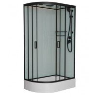 Душевая кабина Frank F412/1 R М Black, 120 х 80 см, средний поддон, стекла матовые, профиль черный, 20068