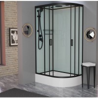 Душевая кабина Frank F412/1 R М Black, 120 х 80 см, средний поддон, стекла матовые, профиль черный, 20068