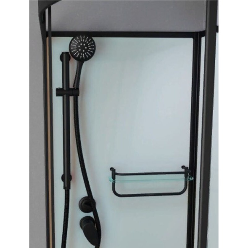 Душевая кабина Frank F412/2L М Black без крыши, 120 x 80 см, высокий поддон, стекла матовые, профиль черный, 20075
