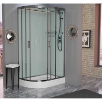 Душевая кабина Frank F412 М R Brilliant, 120 х 80 см, низкий поддон, стекла матовые, профиль хром, 20092