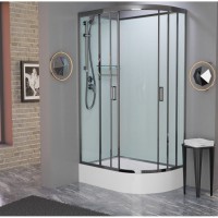 Душевая кабина Frank F412/1 L М Brilliant без крыши, 120 х 80 см, средний поддон, стекла матовые, профиль хром, 20099