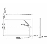 Душевой поддон WasserKRAFT Abens 20T 20T06, 120 х 80 см, черный матовый
