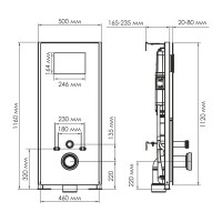 Инсталляция для унитаза WasserKraft Abens 20TLT.010.ME.BL.PG02, декоративная стеклянная панель черная, механическая кнопка смыва золото глянцевое
