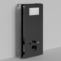 Инсталляция для унитаза WasserKraft Abens 20TLT.010.ME.BL.WH03, декоративная стеклянная панель черная, механическая кнопка смыва белая