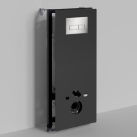 Инсталляция для унитаза WasserKraft Abens 20TLT.010.ME.BL.BN03, декоративная стеклянная панель черная, механическая кнопка смыва никель