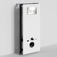 Инсталляция для унитаза WasserKraft Abens 20TLT.010.ME.WH.BN01, декоративная стеклянная панель белая, механическая кнопка смыва никель